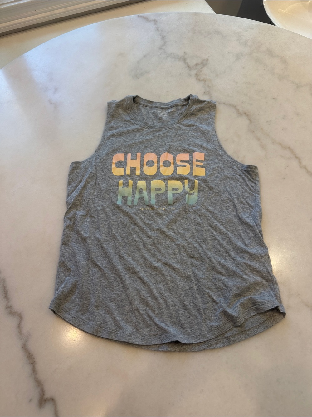 Spiritual Gangster Gray Tank Top with Pastel "Choose Happy" Graphic